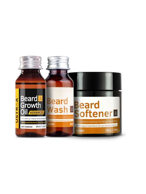 ustraa beard growth oil advanced - 60ml, ustraa beard wash woody - 60ml and ustraa beard softener - 100g - 17760601 - Very Small Image - 1