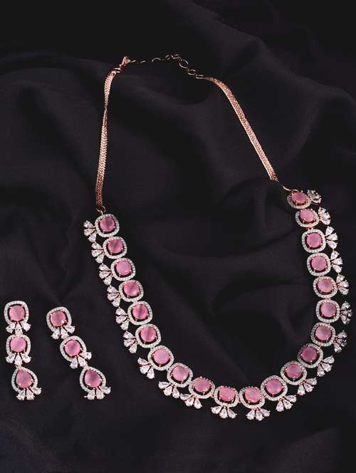 pink brass necklaces and earring - 17761606 - Very Small Image - 1