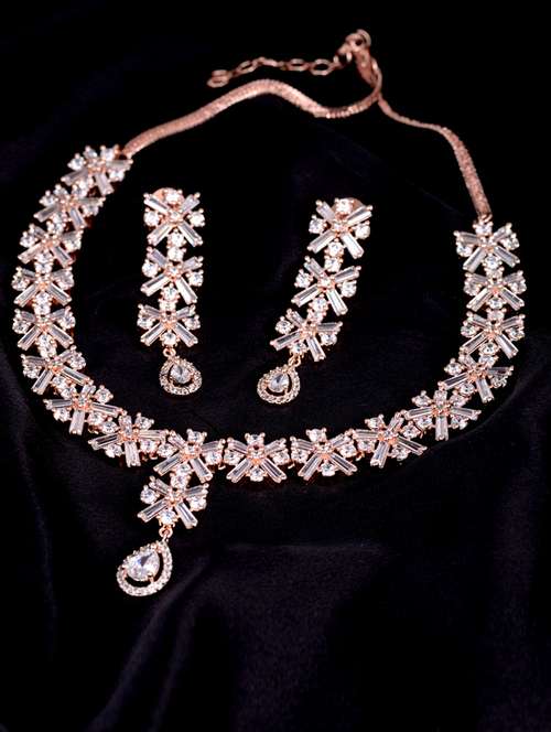 white stones necklace & earring set - 17761612 - Very Small Image - 1