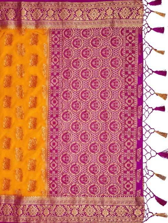 women's self design mustard colored saree - 17770713 - Zoom Image - 4