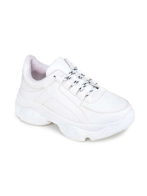 white synthetic laceup sneakers - 17776272 - Very Small Image - 1
