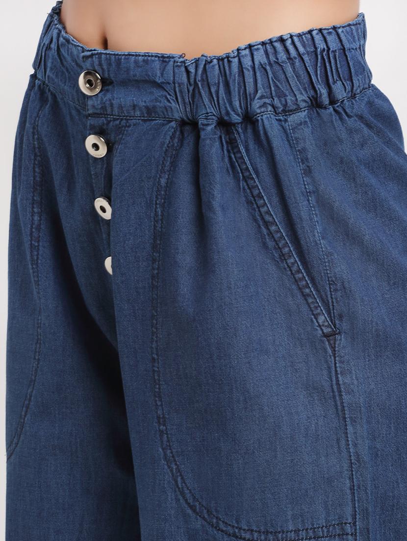mid rise denim palazzo - 17785545 - Standard Image - 4