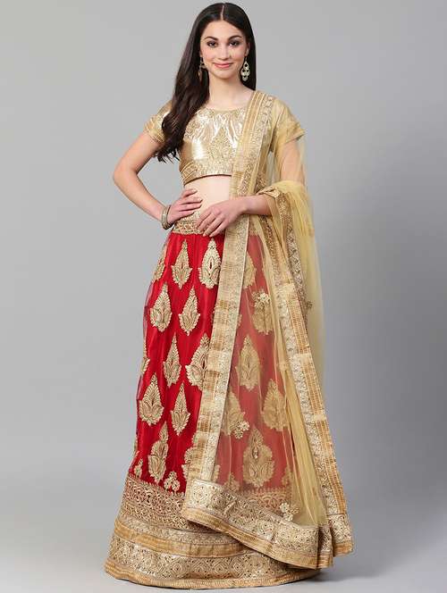 red net aline lehenga - 17795583 - Very Small Image - 1