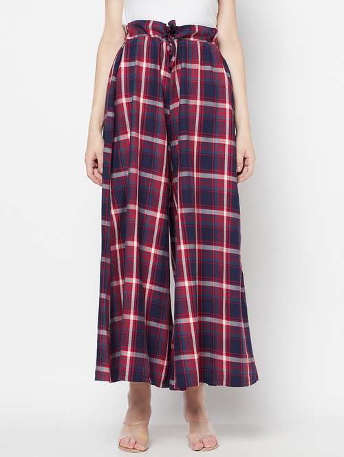 tie front checkered palazzo - 17823208 - Very Small Image - 1