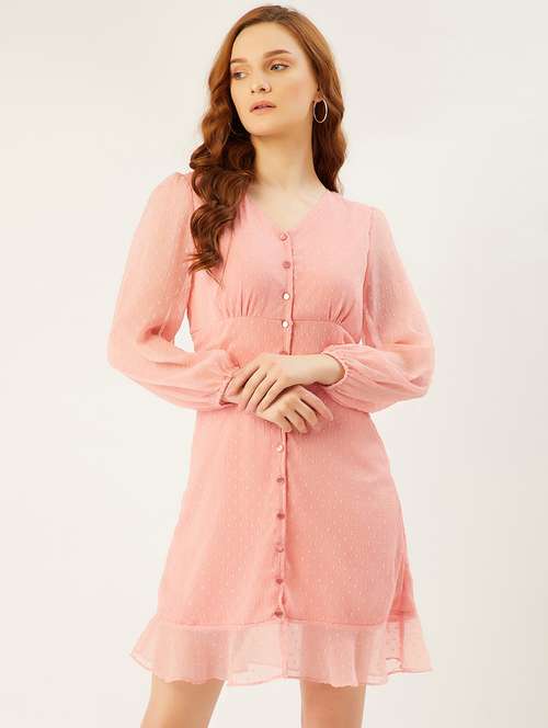 button up dobby a-line dress - 17837051 - Very Small Image - 1