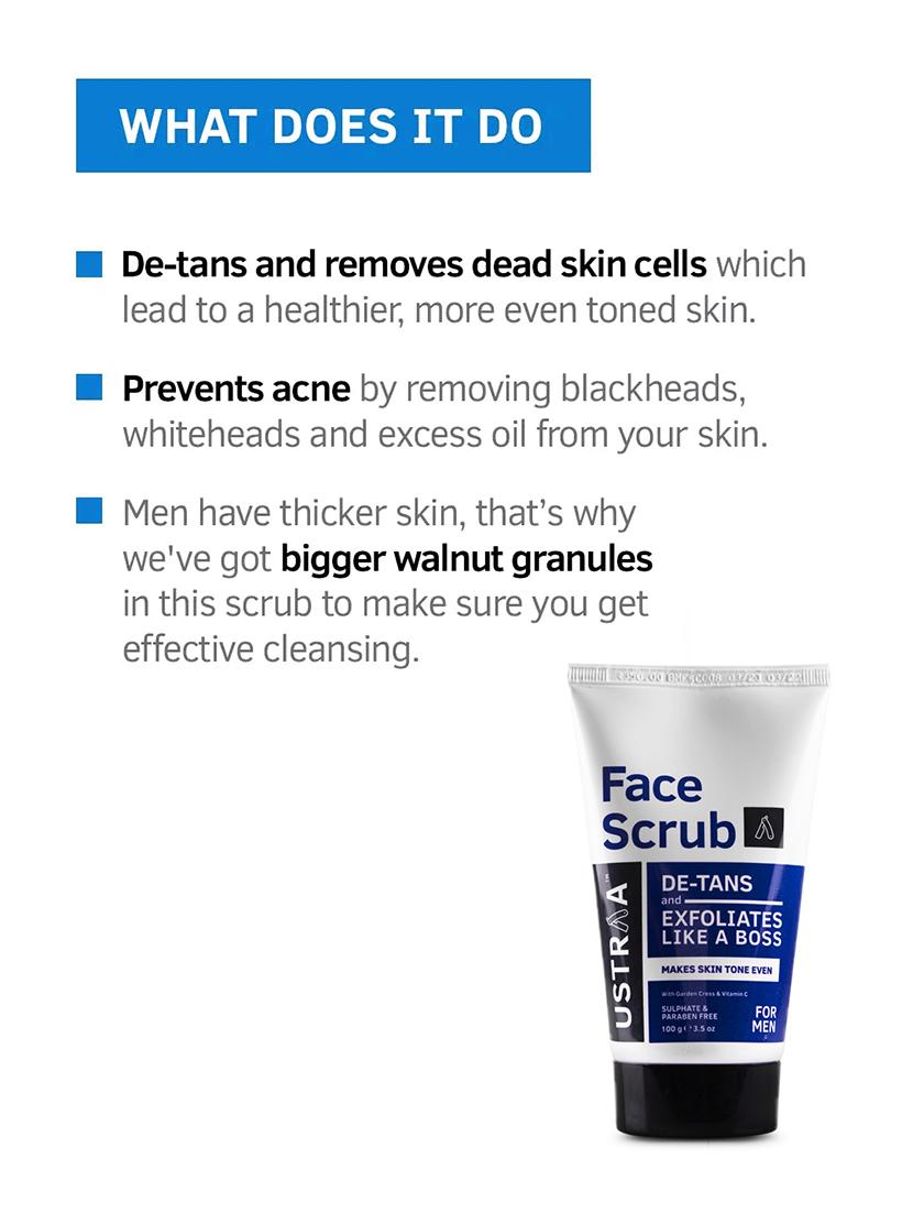 ustraa blue deodorant - 150 ml, face wash oily skin - 200 g & de-tan face scrub - 100g - 17847508 - Zoom Image - 6