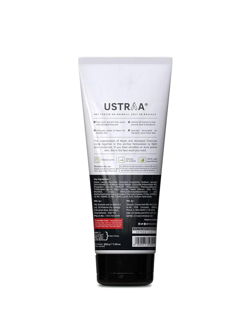 ustraa black deodorant - 150ml & face wash neem and charcoal - 200g - 17847509 - Standard Image - 3