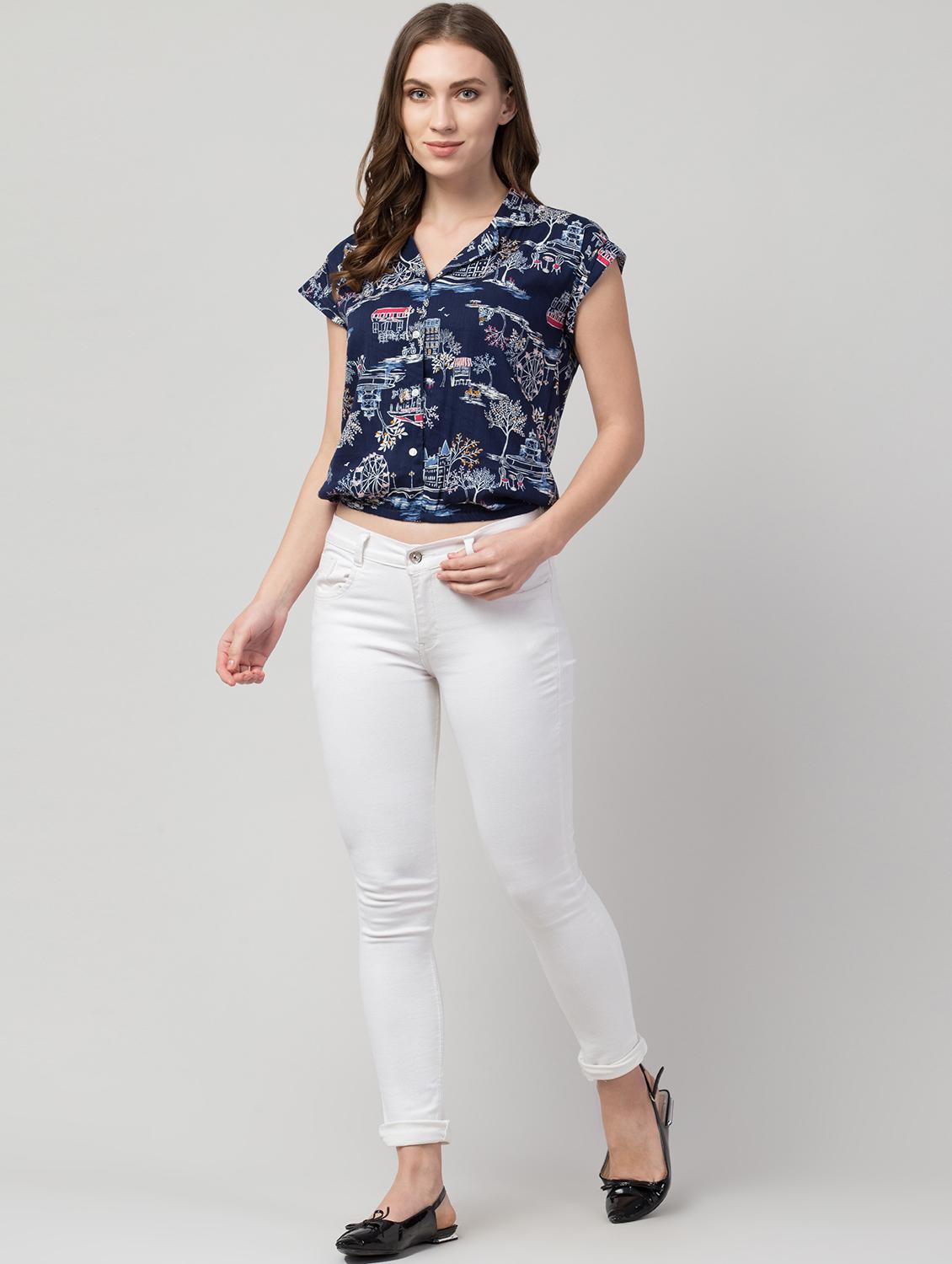 women's crop v neck top - 17850641 - Zoom Image - 3