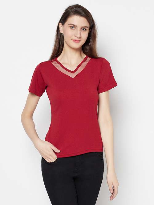 women's a line v neck top - 17853811 - Very Small Image - 1