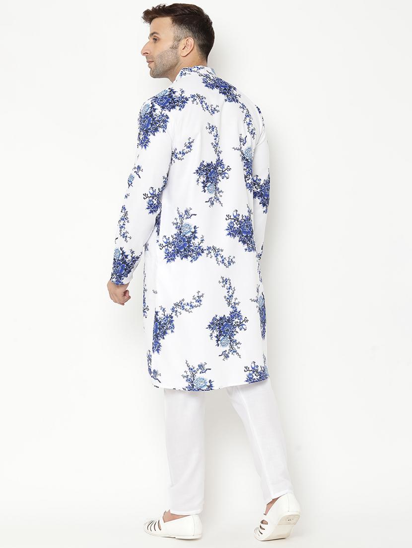 white floral print kurta pyjama set - 17855781 - Zoom Image - 3