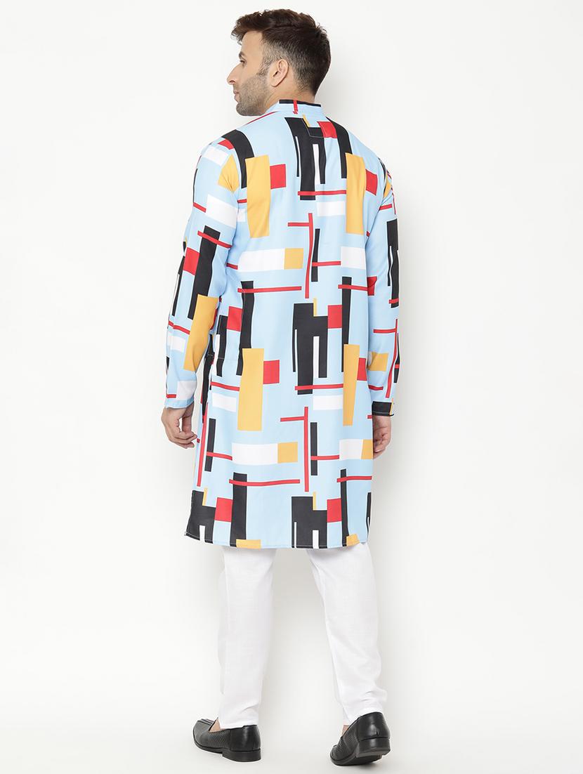 blue printed kurta pyjama set - 17855823 - Zoom Image - 3
