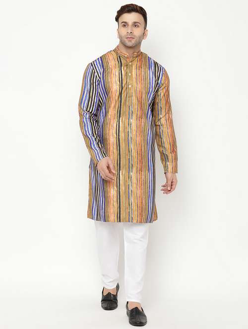 browns striped kurta pyjama set - 17855825 - Very Small Image - 1