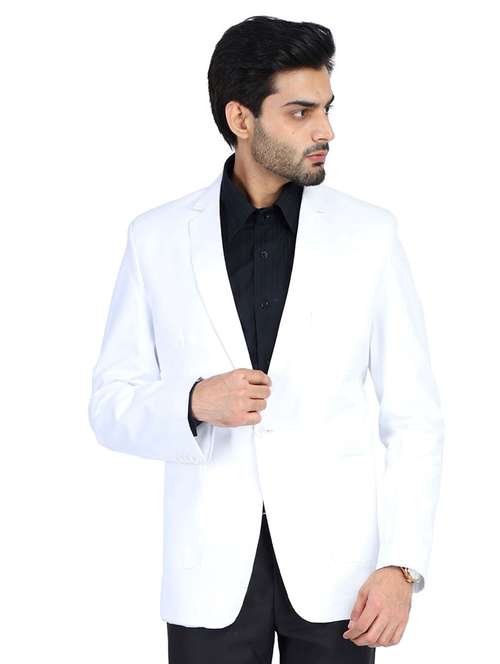 white solid single breasted formal blazer - 17865893 - Very Small Image - 1