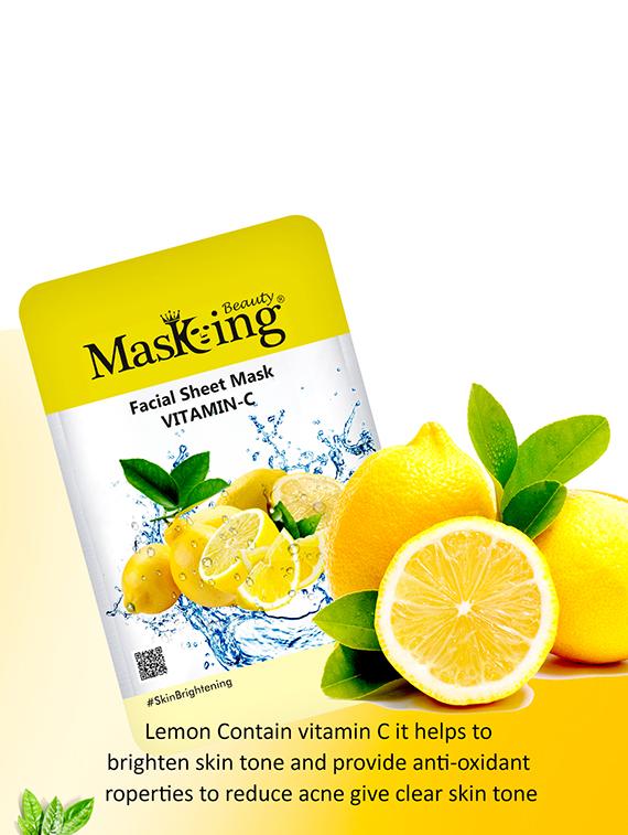 masking beauty facial sheet mask for skin brightening, lightening & hydrating for women & men combo pack of 5 - 17869525 - Zoom Image - 4