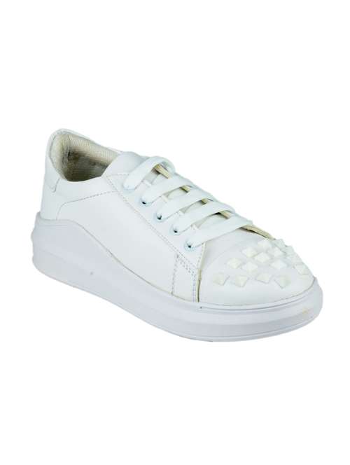 white synthetic laceup casual shoes - 17892586 - Very Small Image - 1