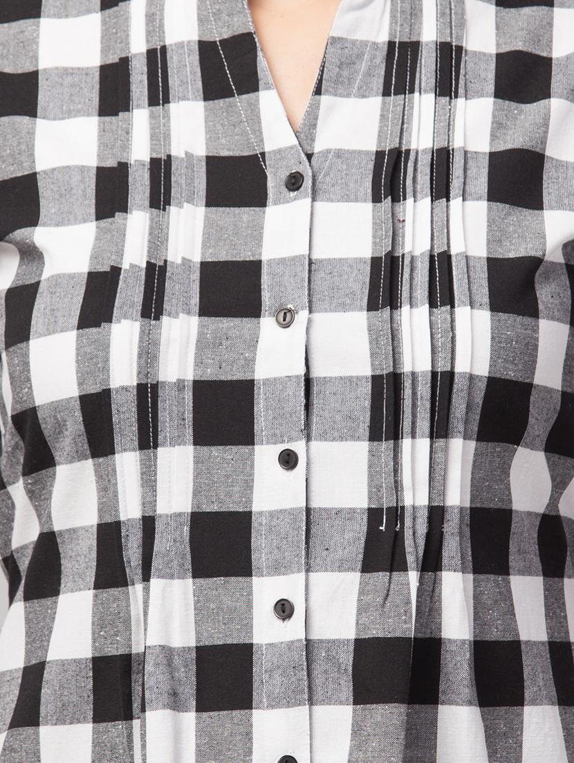 mandarin neck checkered tunic - 17909392 - Zoom Image - 4