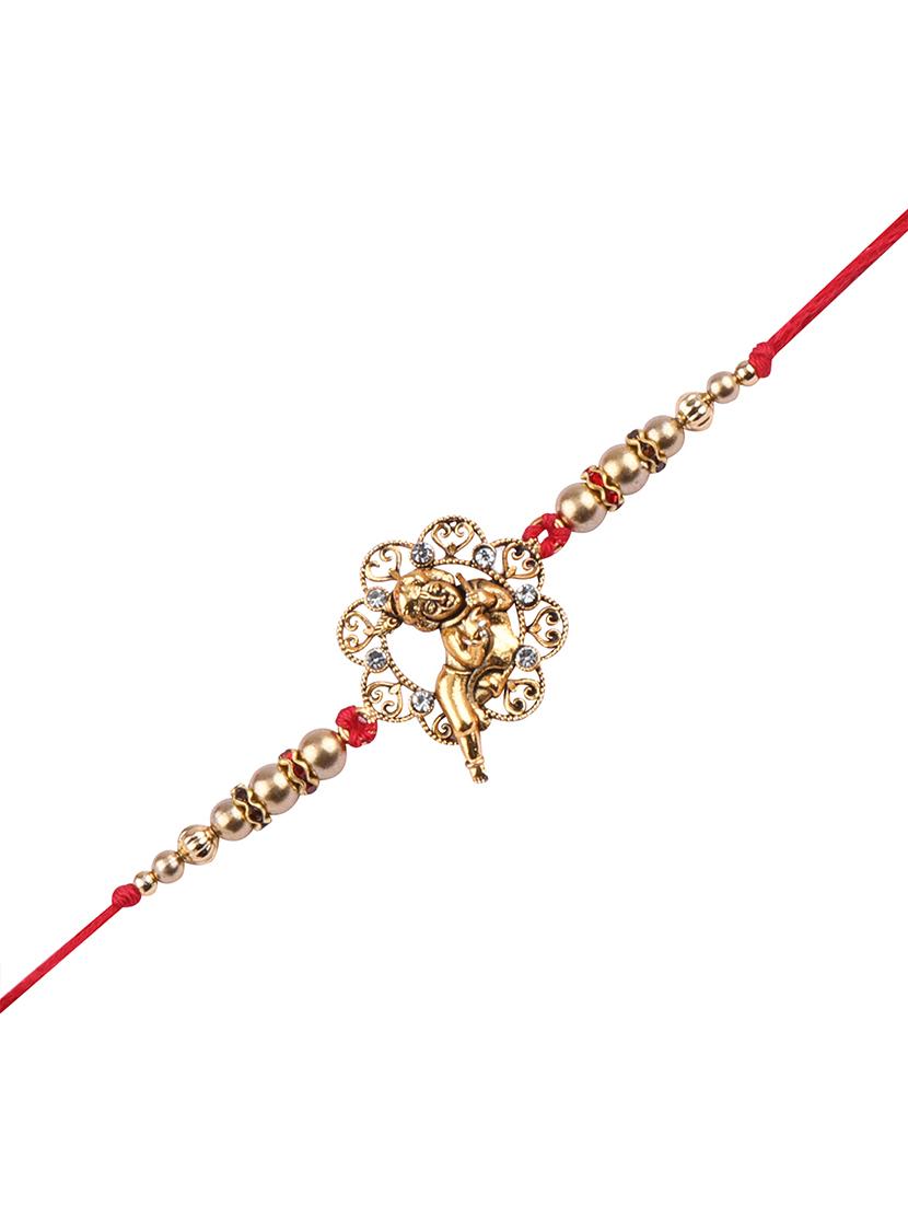 set of 2 thread rakhi with roli chawal and greeting card - 17909883 - Zoom Image - 3