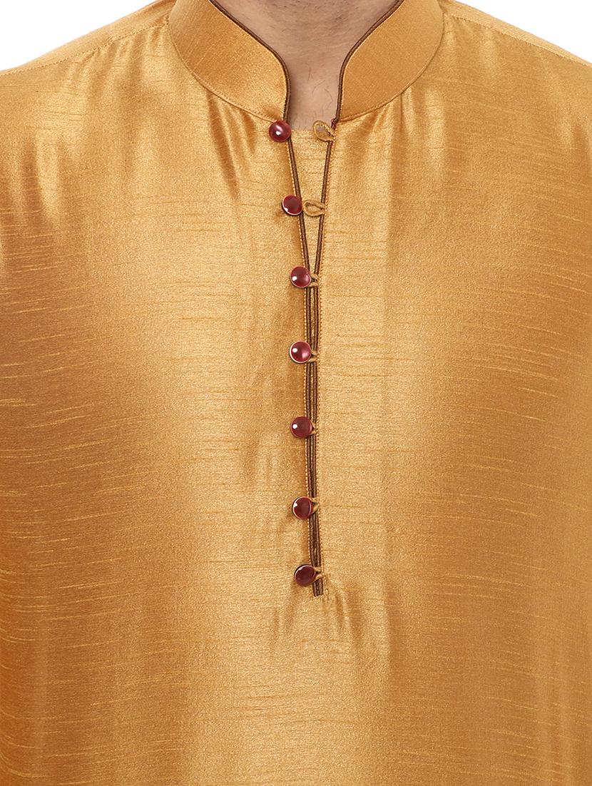 yellow solid kurta pyjama ethnic wear set - 17976456 - Standard Image - 3