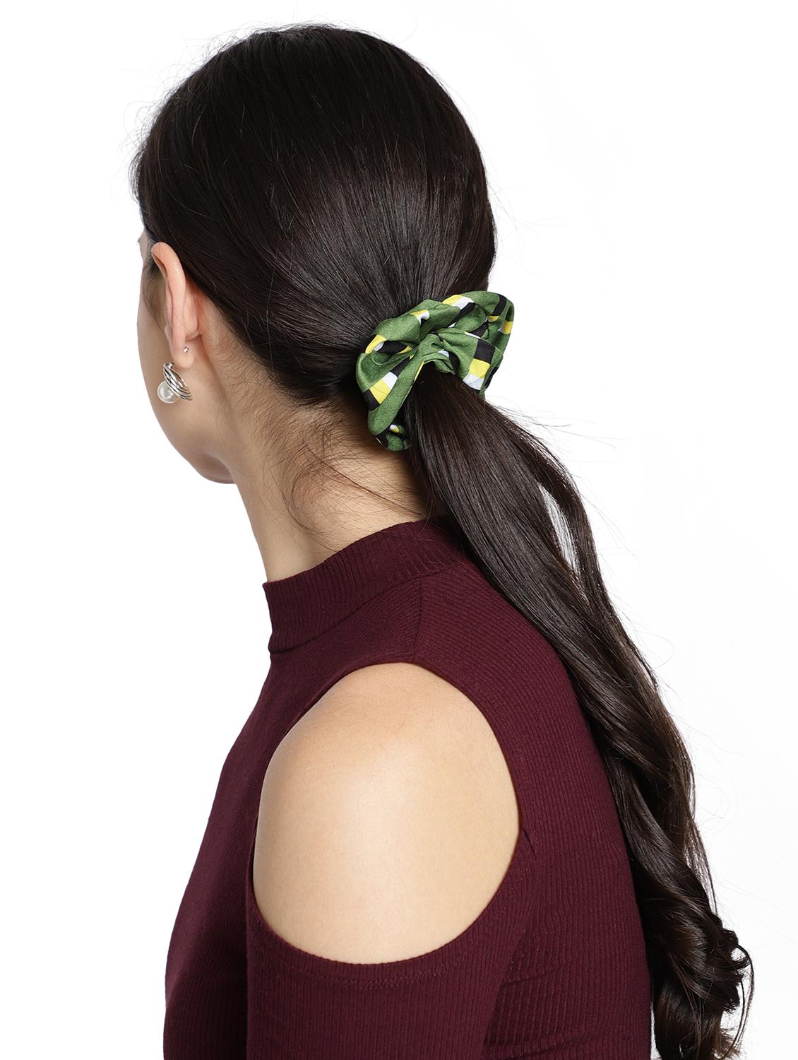 green printed viscose headband and scrunchy combo pack - 17987257 - Standard Image - 6