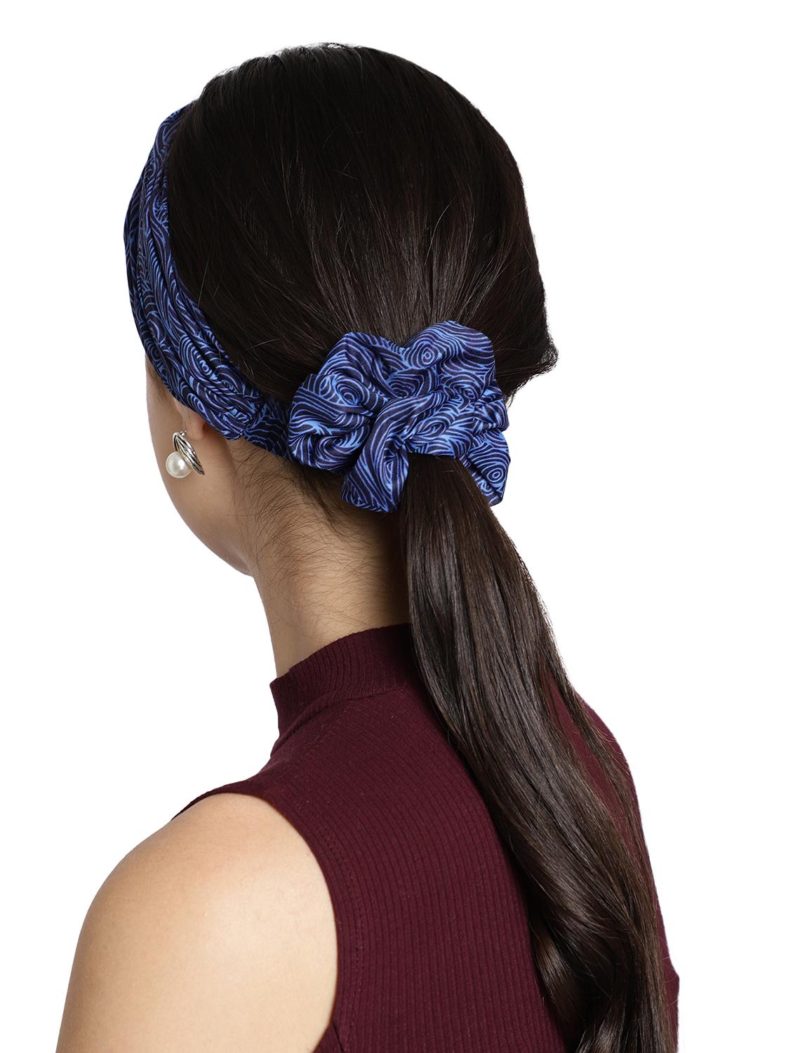 blue printed viscose headband and scrunchy combo pack - 17987259 - Zoom Image - 5