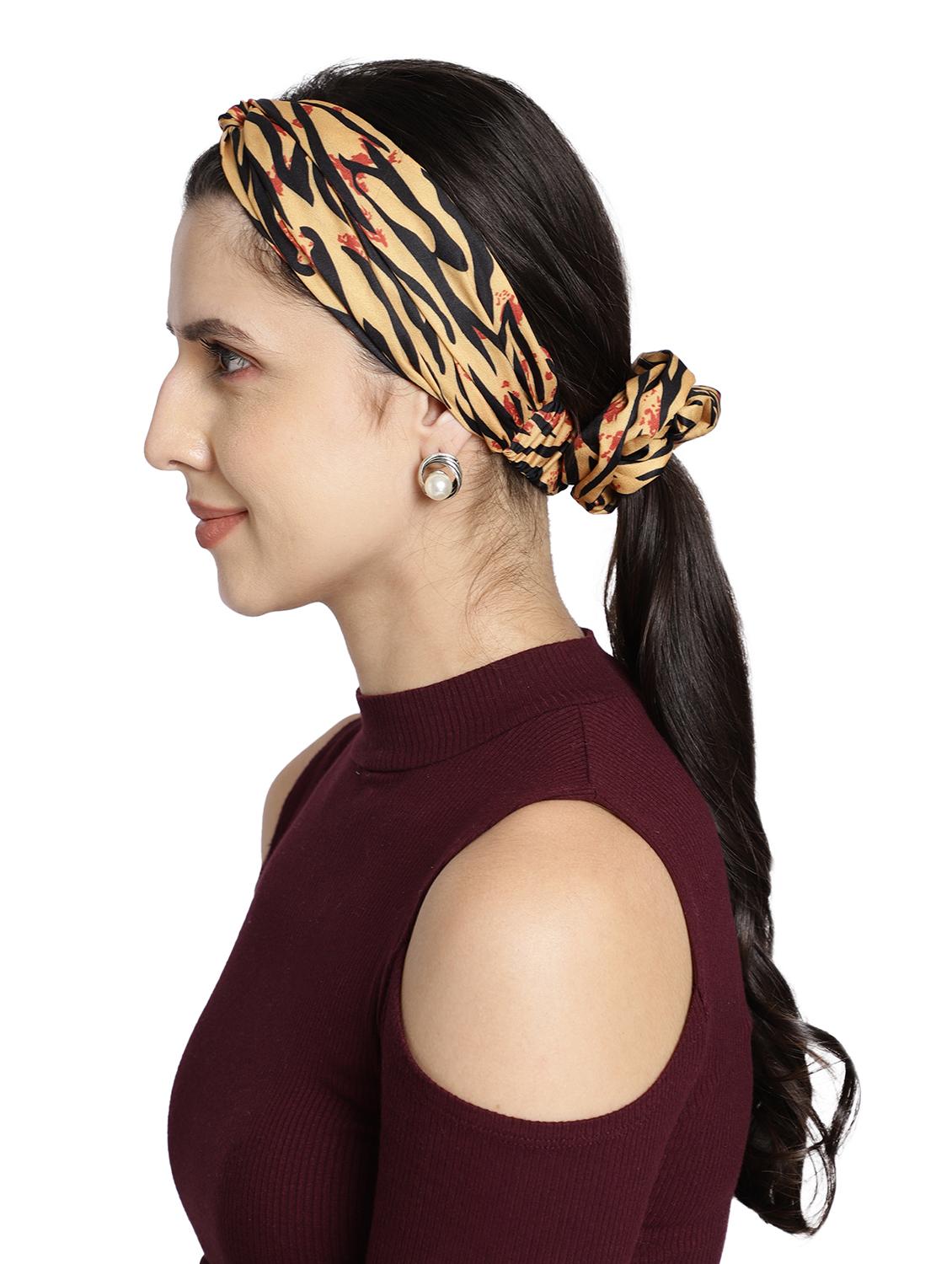 yellow printed viscose headband and scrunchy combo pack - 17987266 - Standard Image - 5