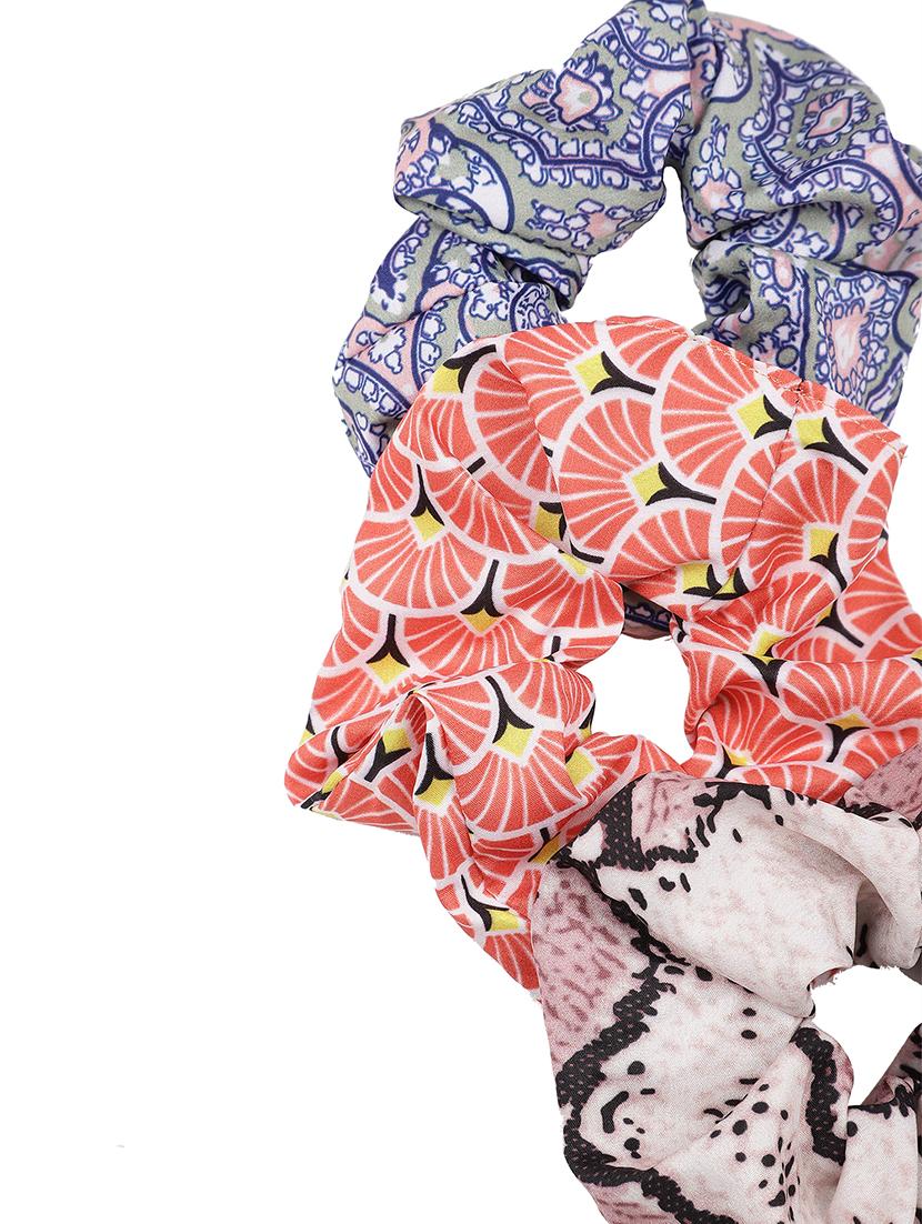 set of 3 multi-color printed viscose scrunchies - 17987301 - Standard Image - 5
