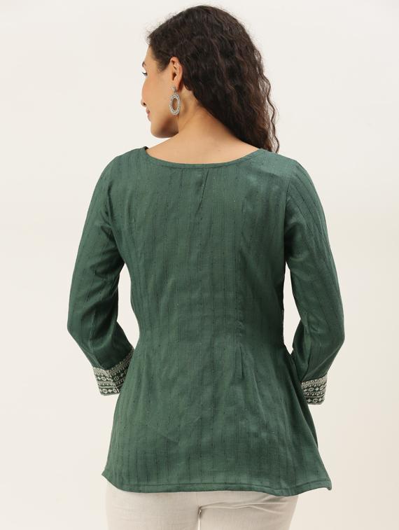 round neck printed peplum top - 17995065 - Standard Image - 2