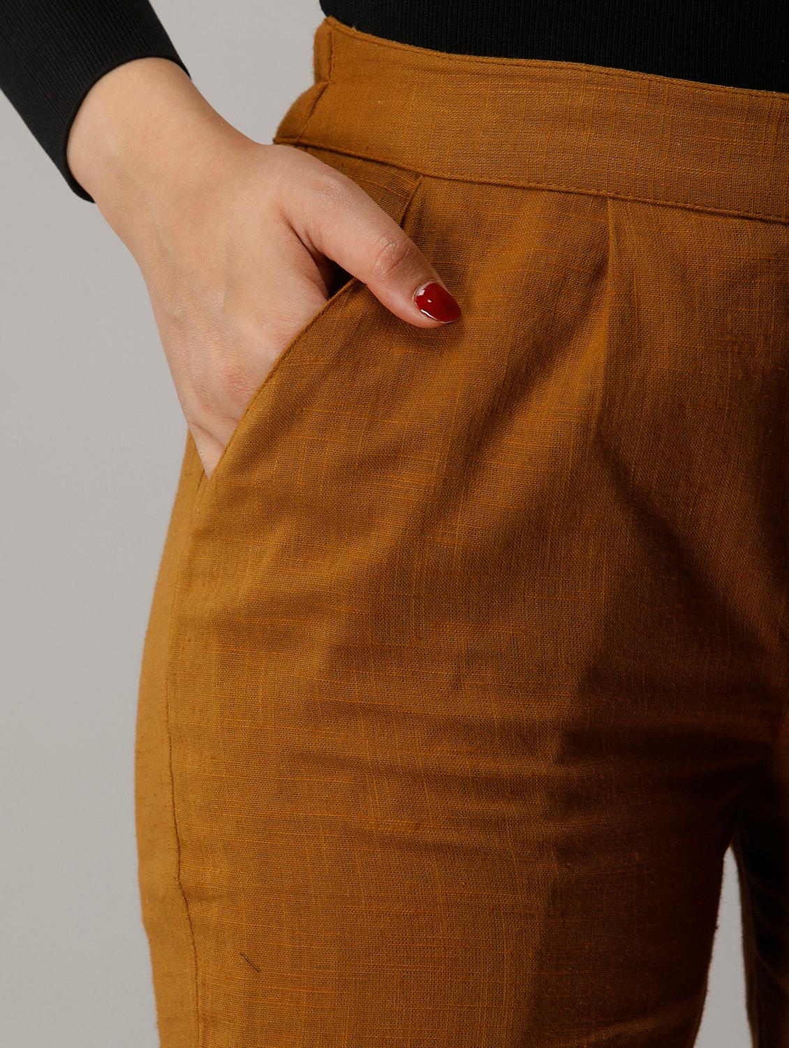 women solid mid rise cigarette pants - 18011531 - Standard Image - 4