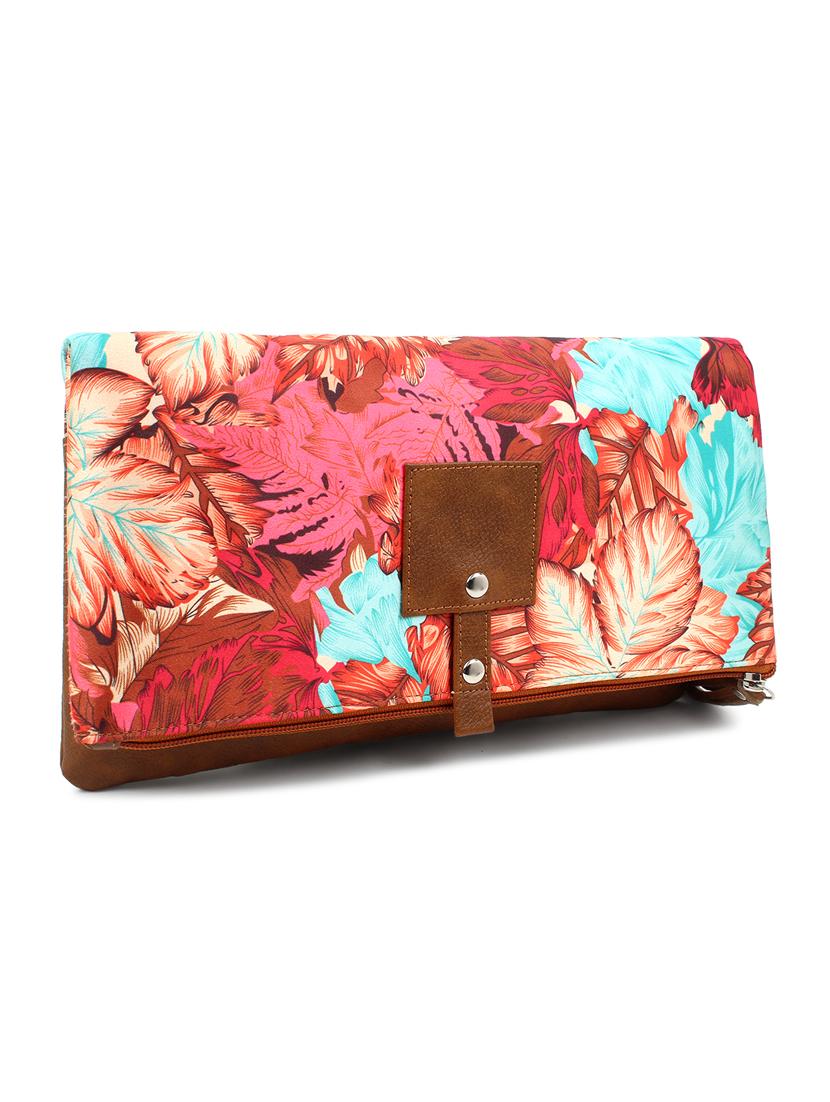 red leatherette (pu) fold over clutch - 18012314 - Standard Image - 4