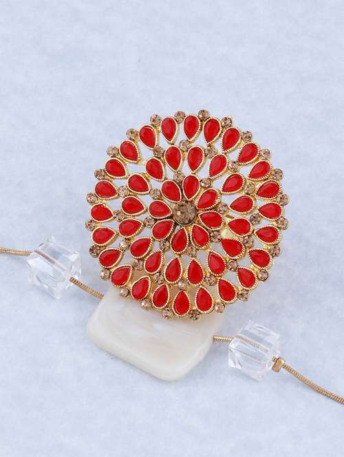 gold tone adjustable designer finger ring - 18017632 - Very Small Image - 1