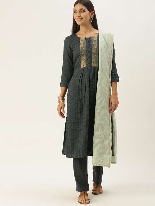 self design unstitched suit set - 18022475 - Very Small Image - 1