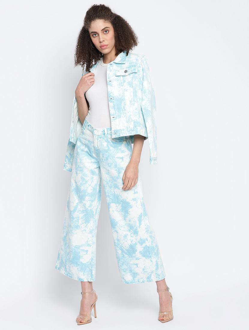 women white tie & dye mid rise wide leg trouser - 18029095 - Zoom Image - 3