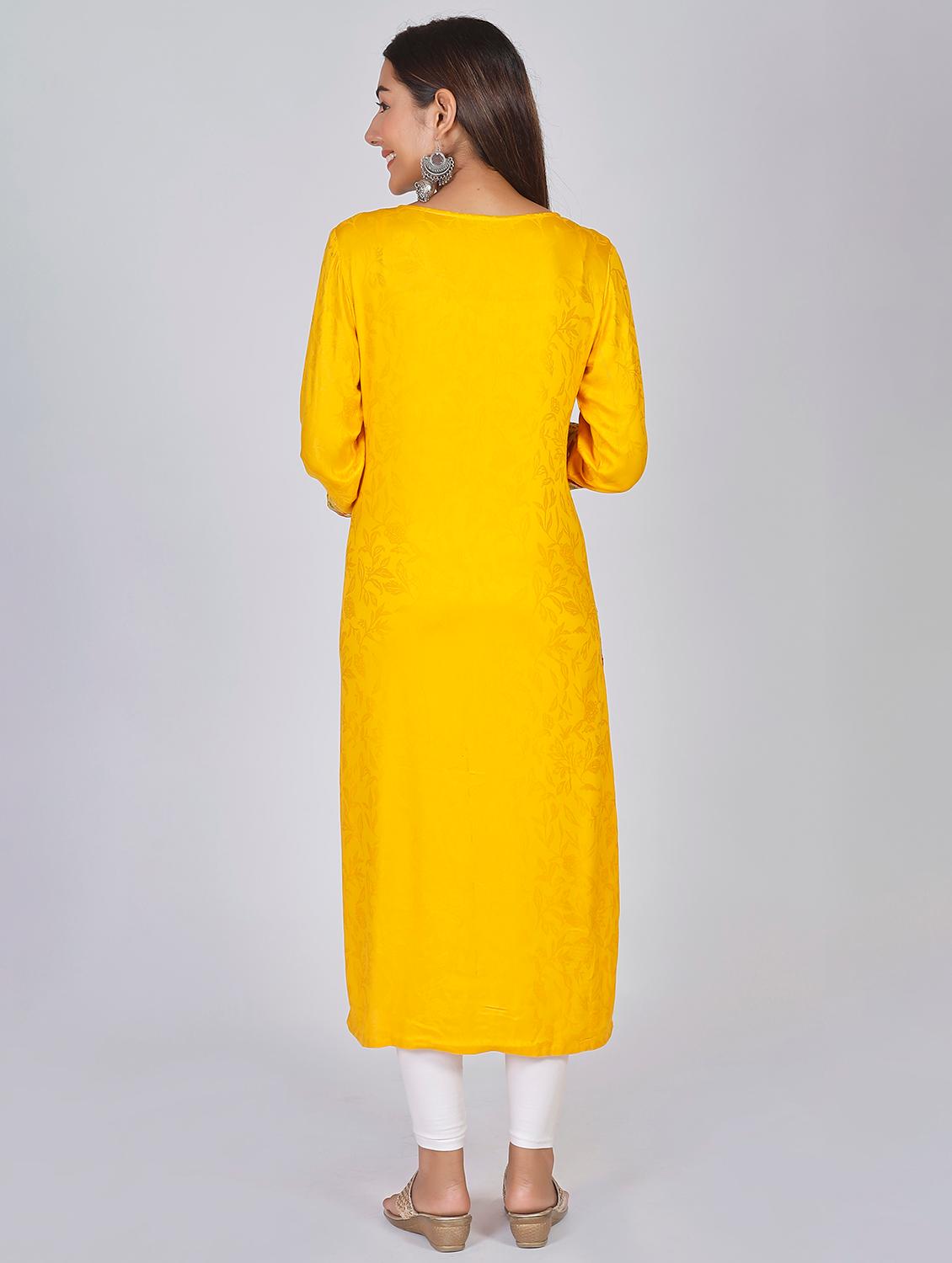 yellow modal kurta legging set - 18040089 - Standard Image - 2