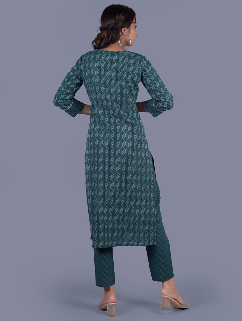 navy cotton kurta pant set - 18041138 - Zoom Image - 3
