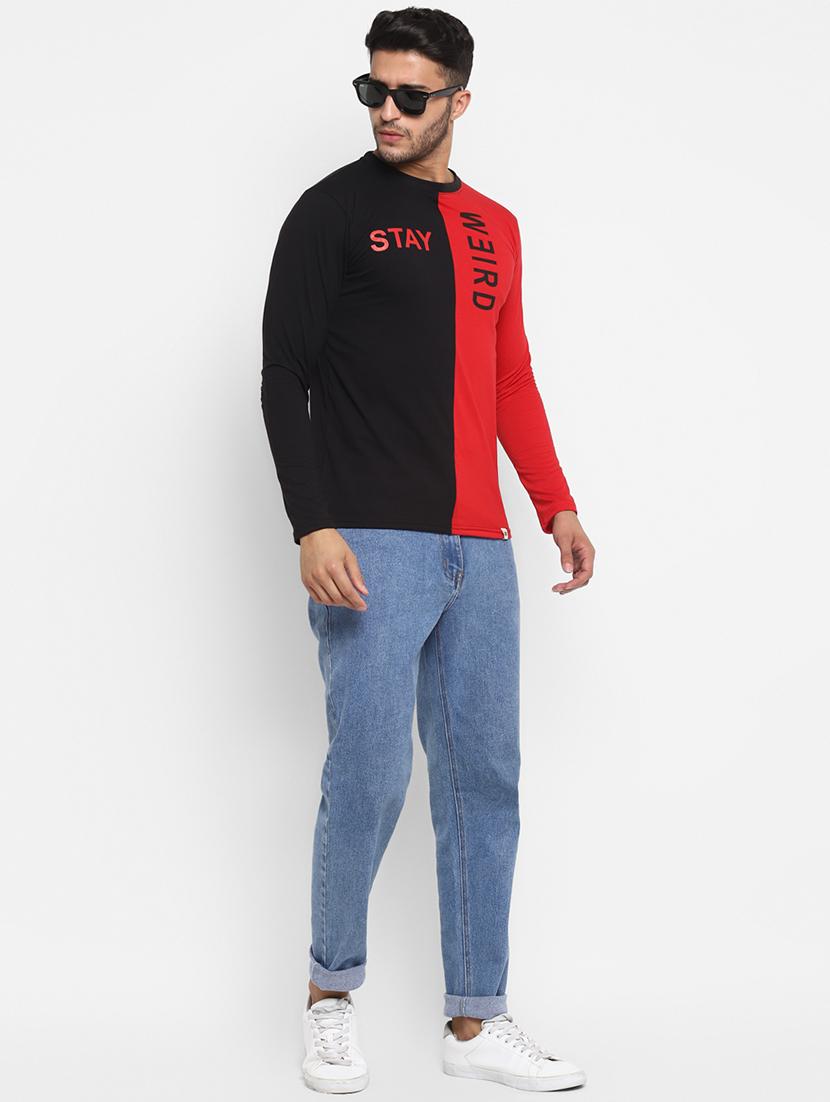 black color block t-shirt - 18049825 - Zoom Image - 2