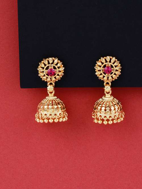 classic look traditional gold plated jhumka earring - 18051130 - Very Small Image - 1