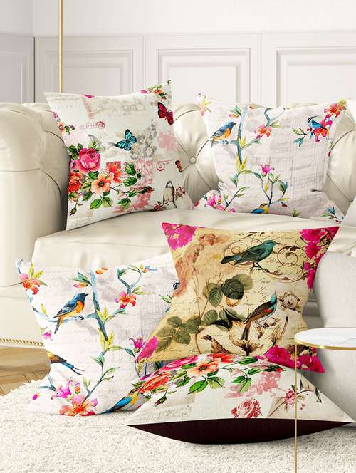 bianca soft-touch digitally printed cushion cover [hidden zipper on side] -5pc 16 x16 set (ruyal) ruyal-multi/pink - 18083455 - Very Small Image - 1