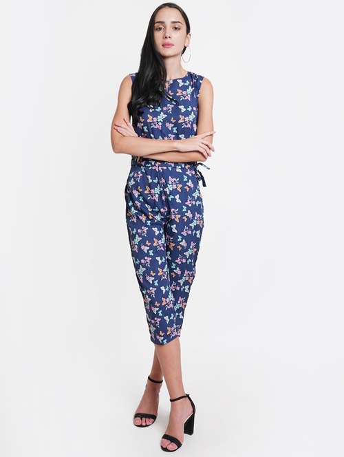 tie front printed jumpsuit - 18113045 - Very Small Image - 1