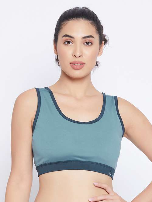 Blue Polyester Sports Bra - 18119795 - Very Small Image - 1