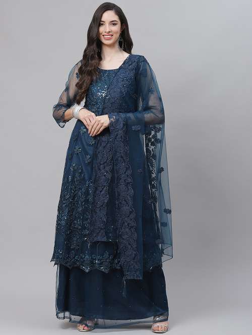 blue net unstitched suit - 18139901 - Very Small Image - 1