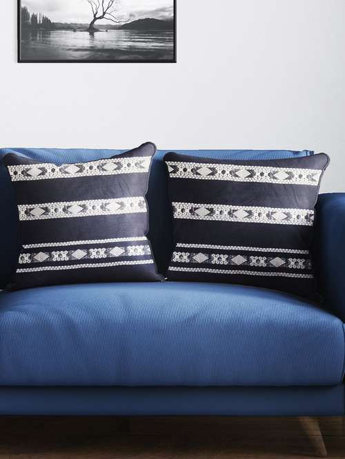 bianca tweed handloom luxury cushion cover with rich-texture [zipper closing on back] -2pc 16 x16 set - 18140902 - Very Small Image - 1