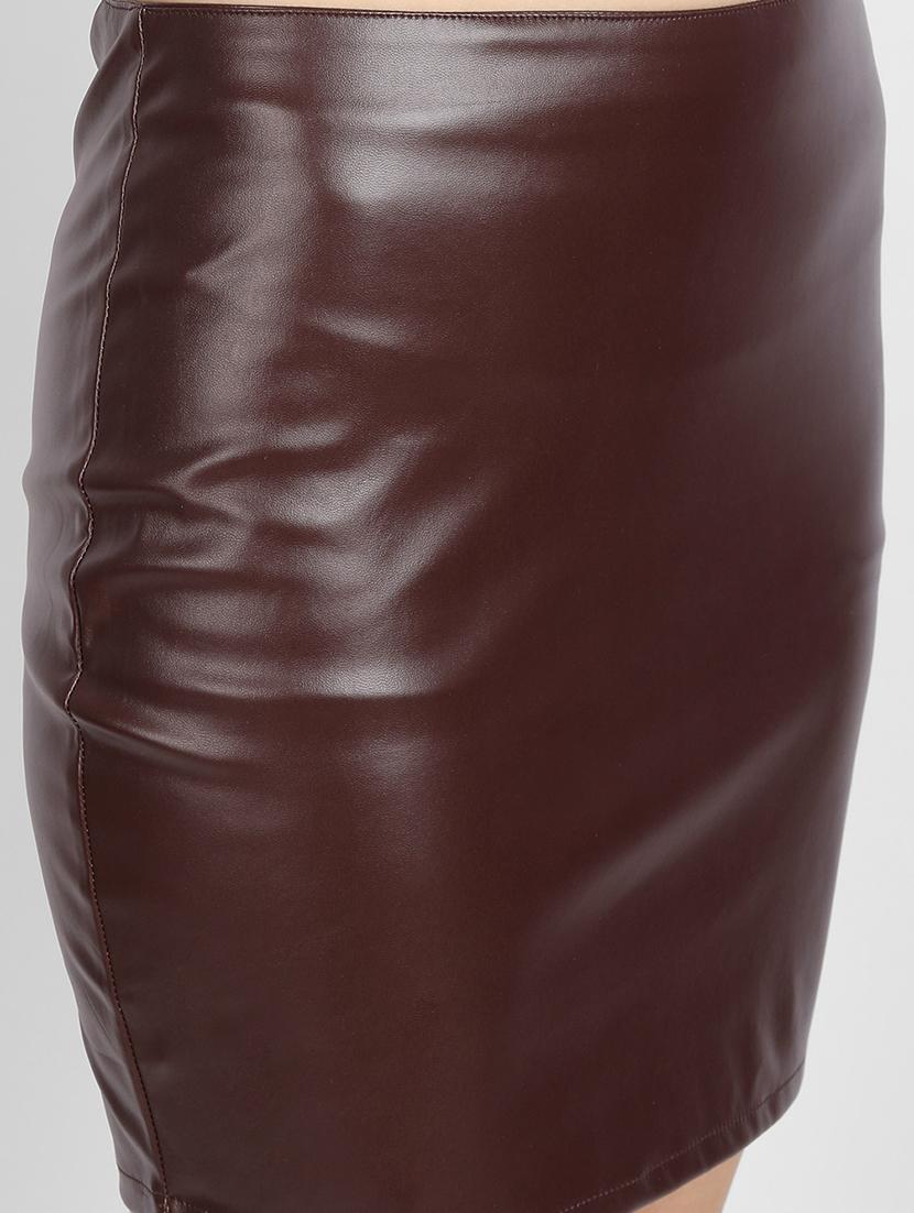 brown solid pencil skirts skirt - 18141589 - Standard Image - 4