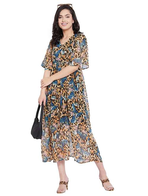 women's fit & flare animal print dress - 18141658 - Very Small Image - 1