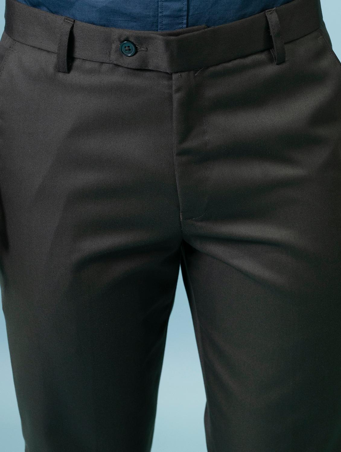 olive green solid formal trouser - 18182088 - Standard Image - 4