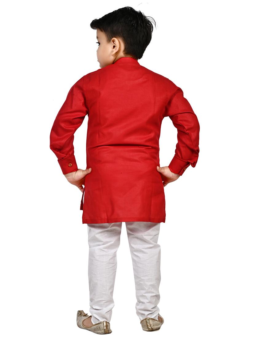 red solid kurta set - 18184585 - Standard Image - 3
