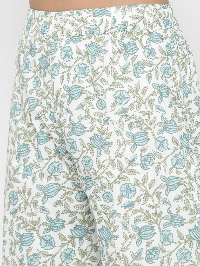 green cotton kurta palazzo set - 18185517 - Zoom Image - 5
