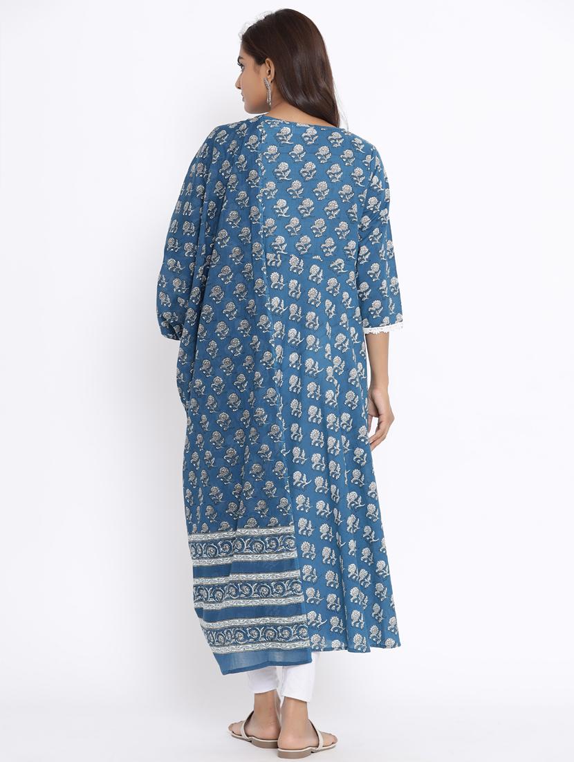 blue kurta pant dupatta set - 18185667 - Standard Image - 3