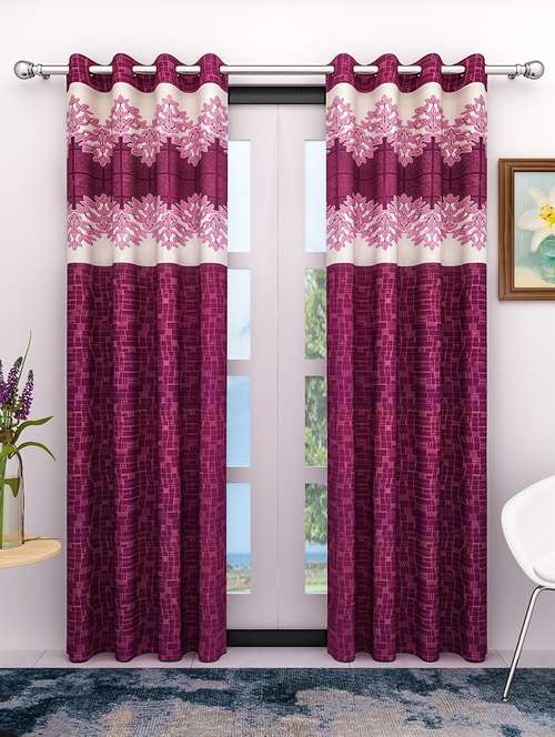 athom living eazy home premium polyester designer floral  door curtain 7ft pack of 2 - 18187492 - Very Small Image - 1