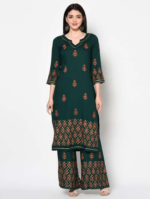 women block printed notch neck straight kurta  - 18192068 - Very Small Image - 1