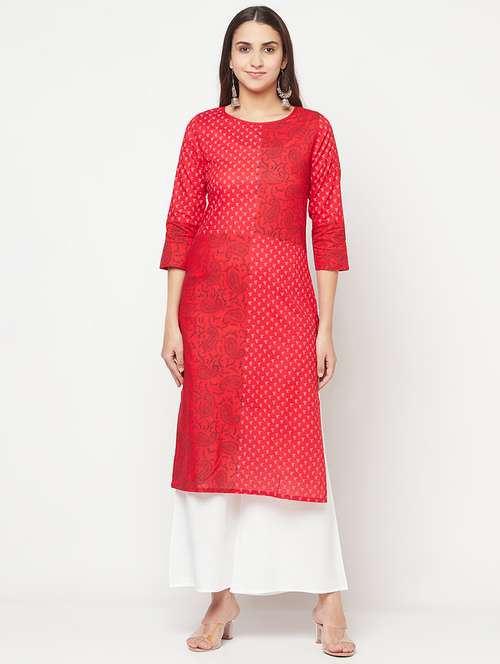 women's straight kurta - 18192099 - Very Small Image - 1